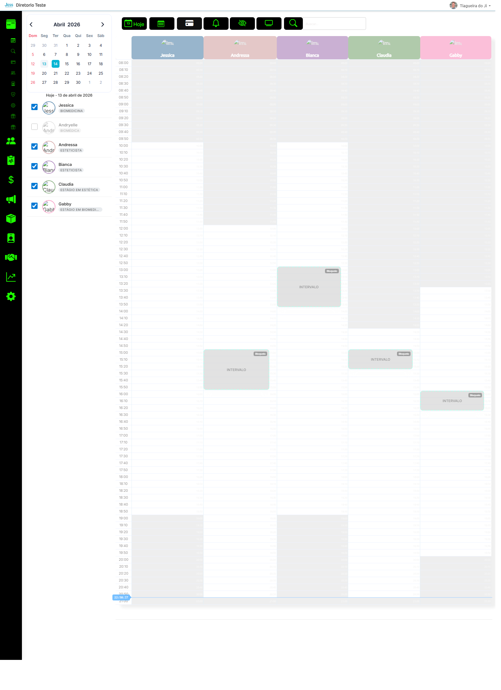Agenda de atendimentos do EasyClinicas